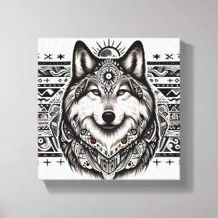 Impresión de lienzo de estilo lobo estilo suroeste