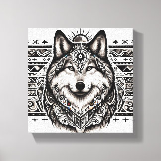Impresión de lienzo de estilo lobo estilo suroeste