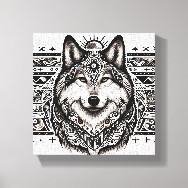 Impresión de lienzo de estilo lobo estilo suroeste (Anverso)
