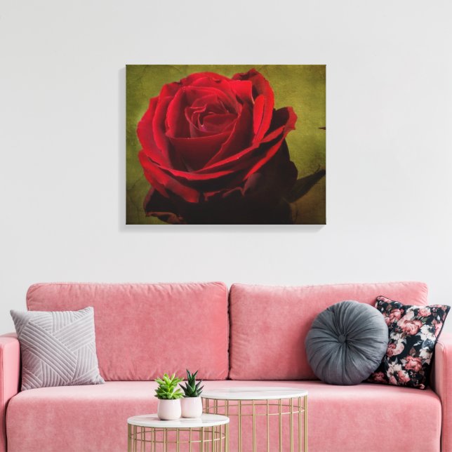 Impresión de lienzo de estiramiento de rosa roja t (Insitu (Sala de estar))