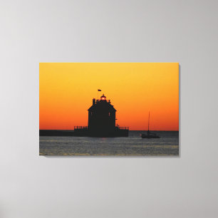 Impresión de lienzo de faro dorado