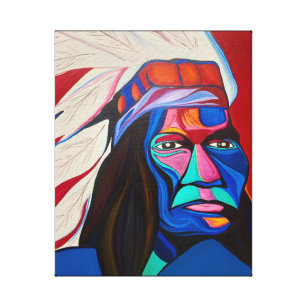 Impresión de lienzo de guerrero arcoiris jefe indi