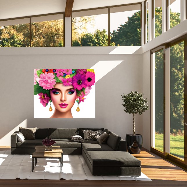Impresión de lienzo de hermosa dama de flores (Beautiful Flower Lady Canvas Print)