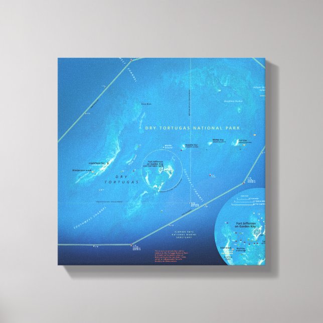 Impresión de lienzo de mapa seco Tortugas (Anverso)