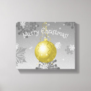 Impresión de lienzo de ornamentos de navidad dorad