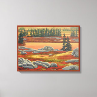 Impresión de lienzo de oso de pintura paisajística