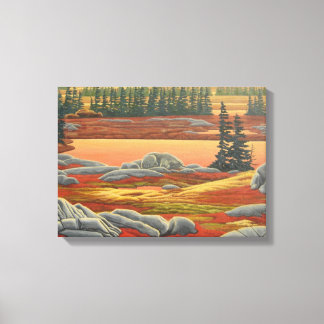 Impresión de lienzo de oso de pintura paisajística
