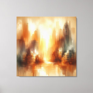 Impresión de lienzo de paisaje de ciudad abstracta