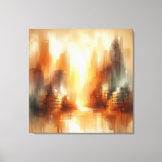 Impresión de lienzo de paisaje de ciudad abstracta (Anverso)