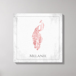 Impresión de lienzo de pavo real elegante rosa