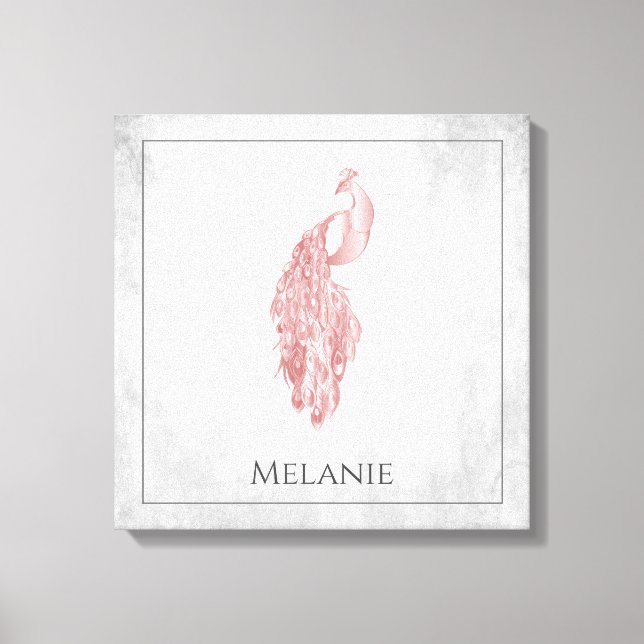 Impresión de lienzo de pavo real elegante rosa (Anverso)