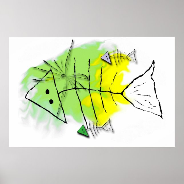 Impresión de lienzo de pescado primitivo (Frente)