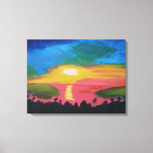 Impresión de lienzo de pintura acrílica con atarde