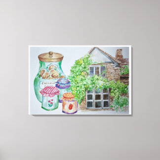Impresión de lienzo de pintura acuarela de Cotswol