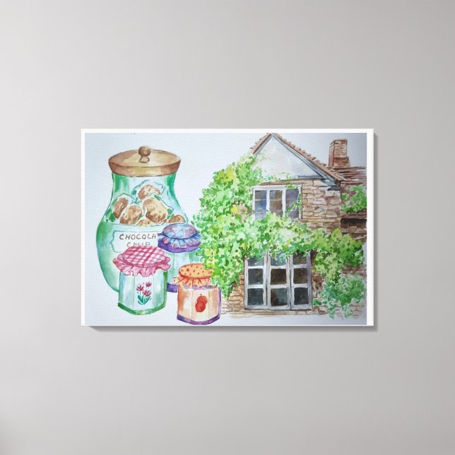 Impresión de lienzo de pintura acuarela de Cotswol (Anverso)