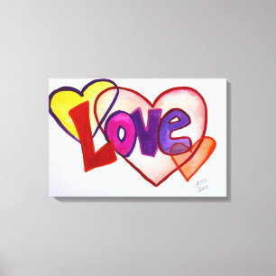 Impresión de lienzo de pintura de anillos de amor