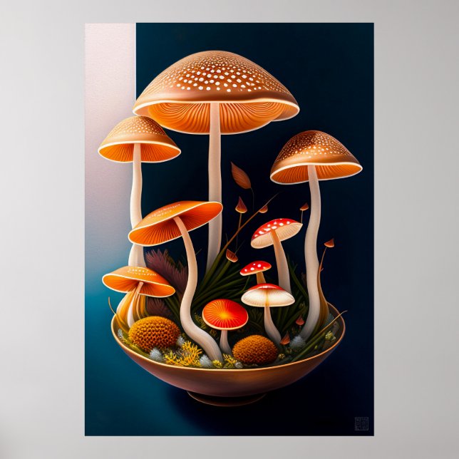 Impresión de lienzo de pintura de hongos (Frente)