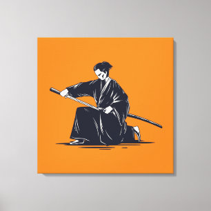 Impresión de lienzo de pintura tradicional samurai