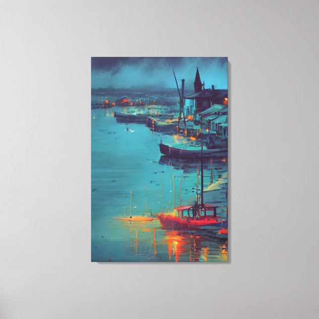 Impresión de lienzo de pueblo de pescadores (Anverso)