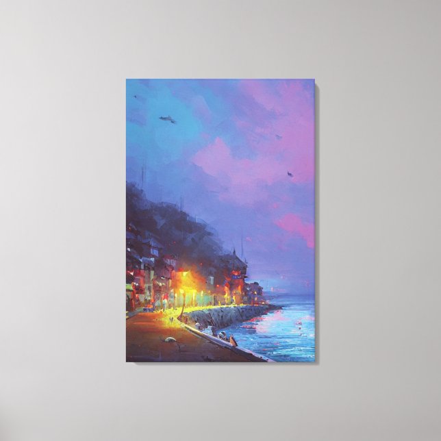 Impresión de lienzo de pueblo de pescadores (Anverso)