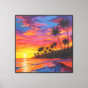 Impresión de lienzo de puesta de sol tropical