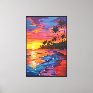 Impresión de lienzo de puesta de sol tropical