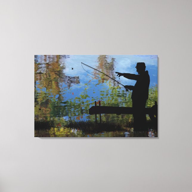 Impresión de lienzo de retiro de pesca para hombre (Anverso)