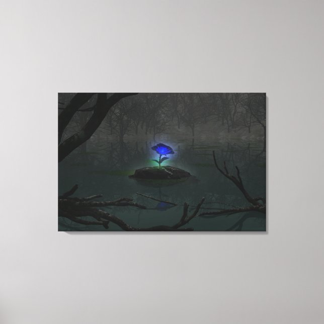 Impresión de lienzo de rosa azul (Anverso)