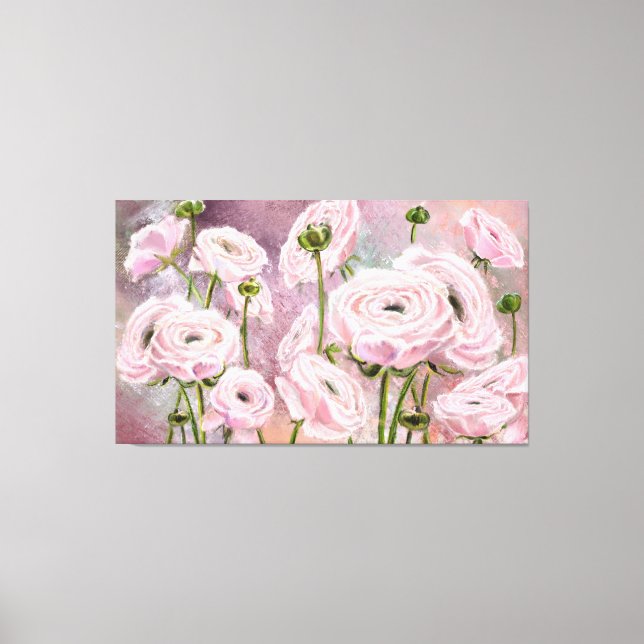 Impresión de lienzo de rosas rosadas - Pintura (Anverso)