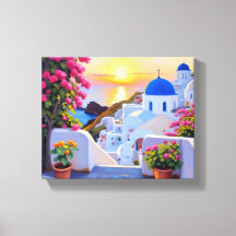 Impresión de lienzo de Santorini