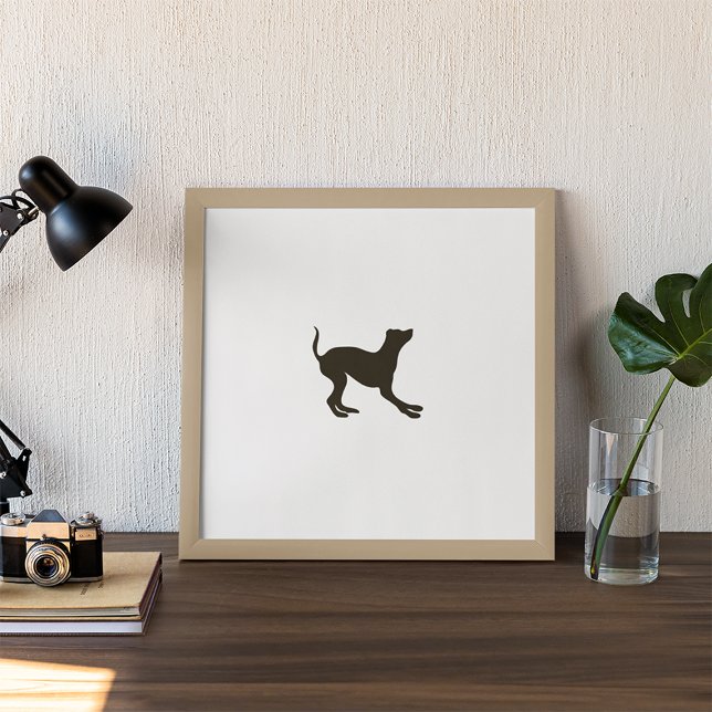 Impresión de lienzo de silueta de perro dibujado a (Hand Drawn Happy Dog Silhouette)