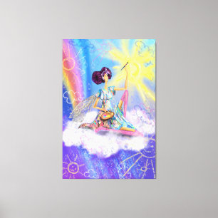 Impresión de lienzo de sol y arcoiris de pintura c