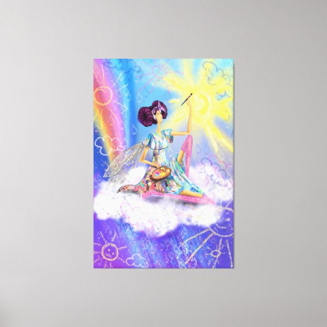 Impresión de lienzo de sol y arcoiris de pintura c (Anverso)