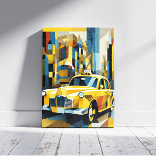 Impresión de lienzo de taxista amarillo