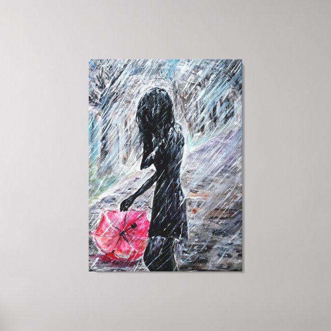 Impresión de lienzo de tormenta de lluvia para muj (Anverso)