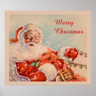 Impresión de lienzo de Vintage Santas Sleigh Ride