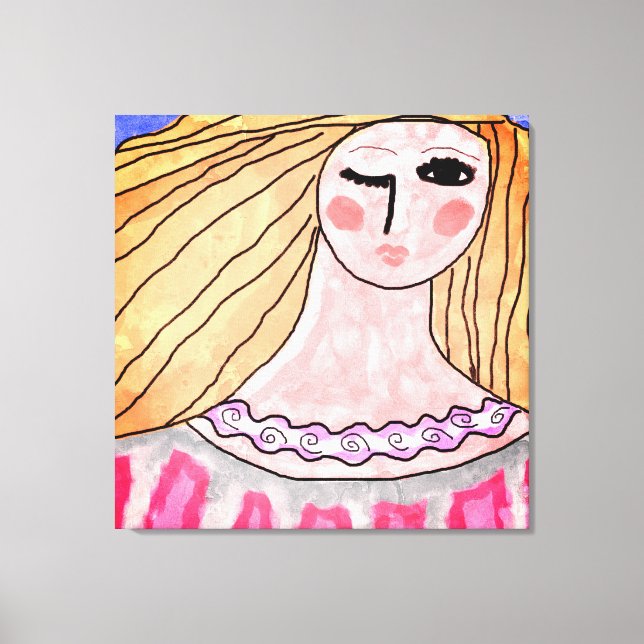 Impresión de lienzo digital de resumen de la mujer (Anverso)