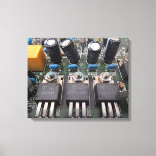Impresión de lienzo en el circuito del transistor