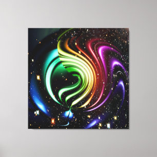 Impresión de lienzo envuelto con flor de arcoiris