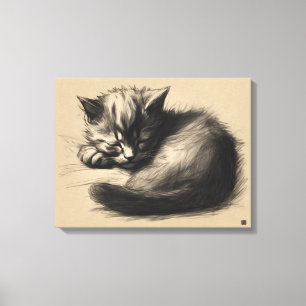 Impresión de lienzo envuelto de dibujos de gatitos