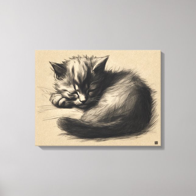 Impresión de lienzo envuelto de dibujos de gatitos (Anverso)