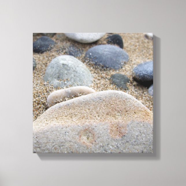 Impresión de lienzo envuelto de guijarros de playa (Anverso)
