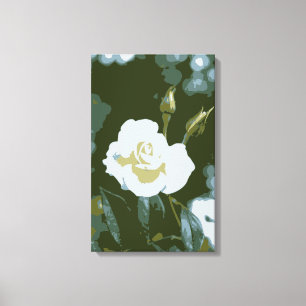 Impresión de lienzo envuelto de rosa blanca