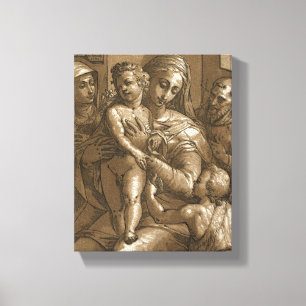 Impresión de lienzo envuelto "Virgin, Child and Sa