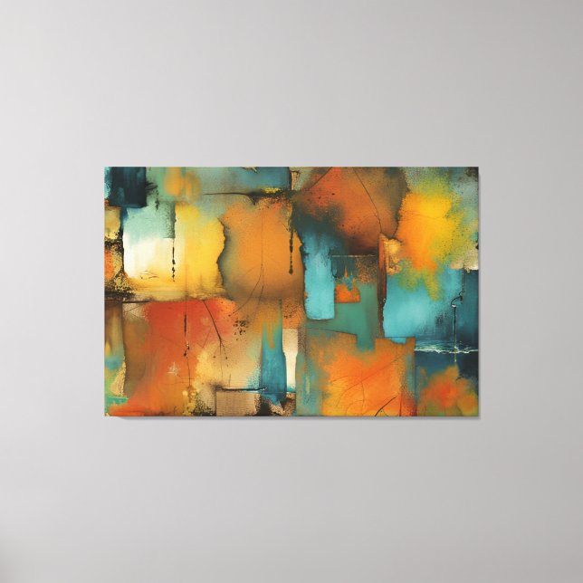 Impresión de lienzo estirado abstracto de mosaico  (Anverso)