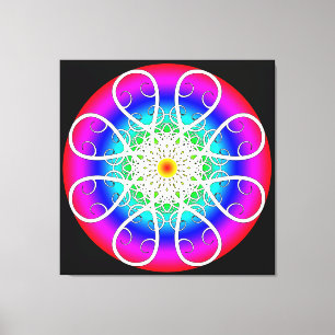 Impresión de lienzo estirado con flores abstractas