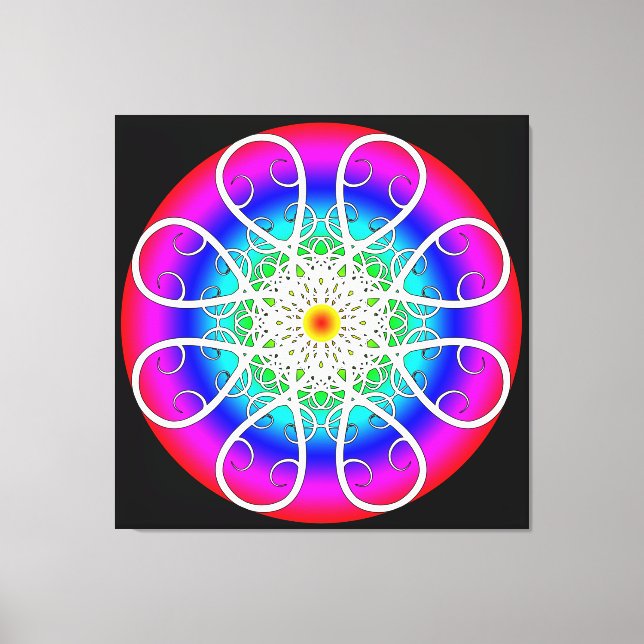 Impresión de lienzo estirado con flores abstractas (Anverso)