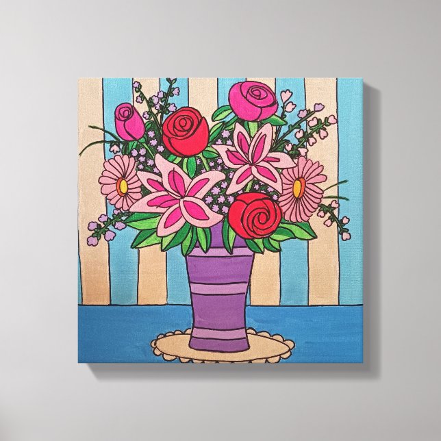 Impresión de lienzo estirado con flores de lavanda (Anverso)