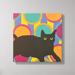 Impresión de lienzo estirado con gatito negro