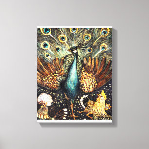 Impresión de lienzo estirado con pintura de pavo r